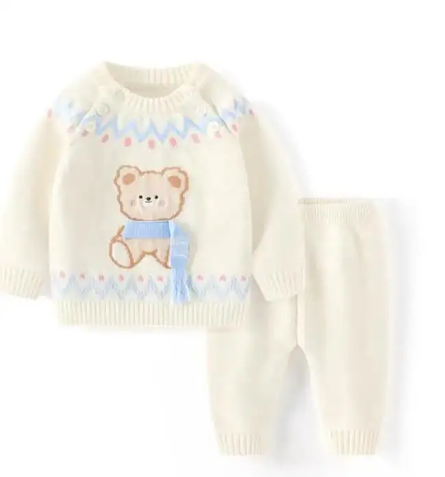 Knit Sweater Spring and Autumn Sweater Suit Newborn Cardigan Jacket Baby Knitwear 2