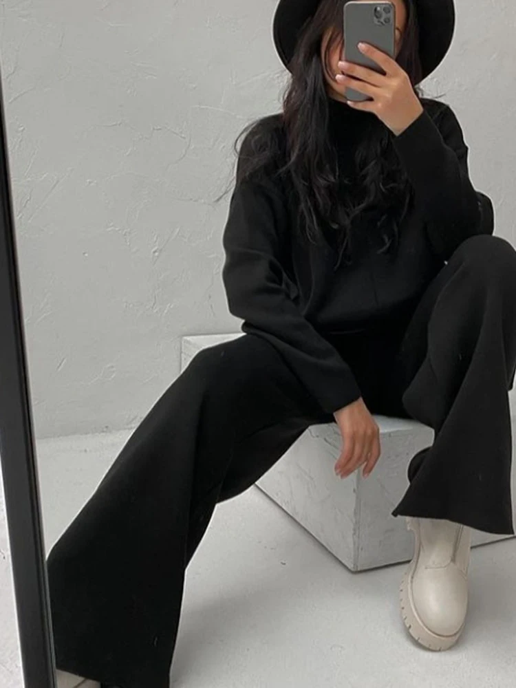 جديد بلوزه واسعه بهاينك بنطلون فضفاض شتوي ملابس قطعتين شتويه اناقه ازياء ترند