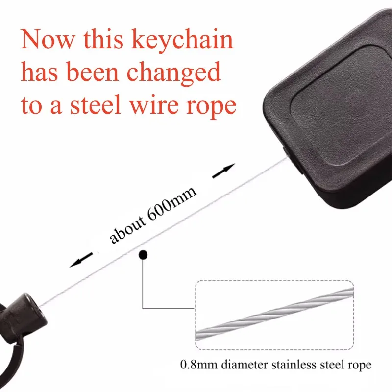 Stainless Steel Rope Back Clip Key Chain Anti-theft Keychain Easy To Pull Telescopic Buckle Key Ring High Rebound Keyring H73 - Image 2