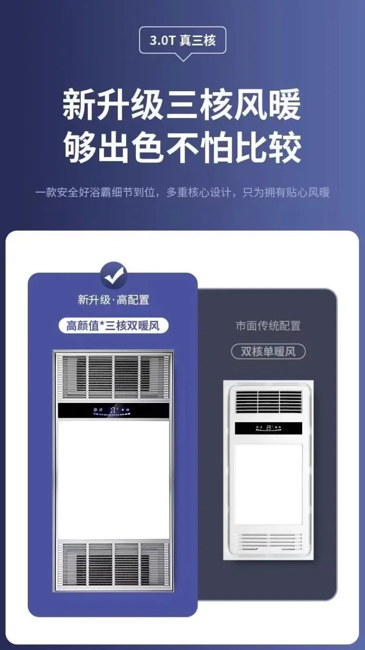 Description Picture 2 of item220V Integrated Ceiling Exhaust Fan with Lighting Five-in-One Bathroom Heater Fan, Ventilation Fan Combo