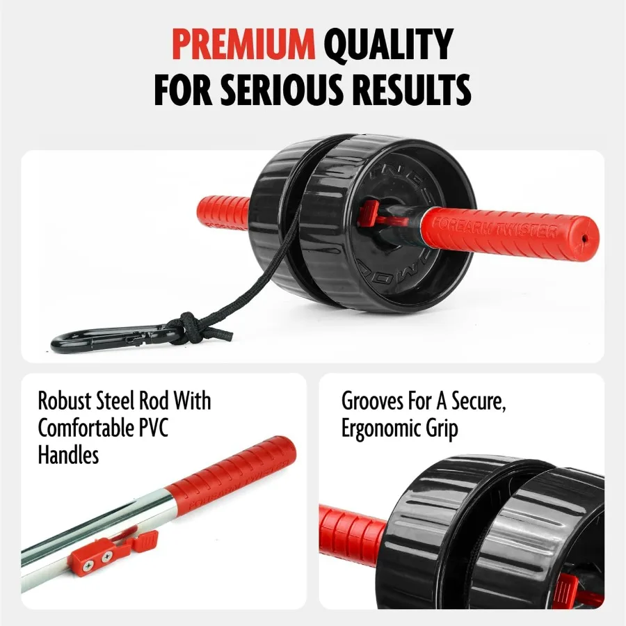 Forearm Strengthener & Wrist Roller - 2 in 1 Arm Exerciser with Non-Slip Premium Grip, Durable Nylon Rope - Helps with Elbow Ten