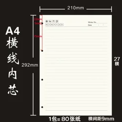 Premium A4 Planner Refill Paper - 80 Sheets, 160 Pages, Blank/Ruled/Kraft/Grid Options (S- Ruled)