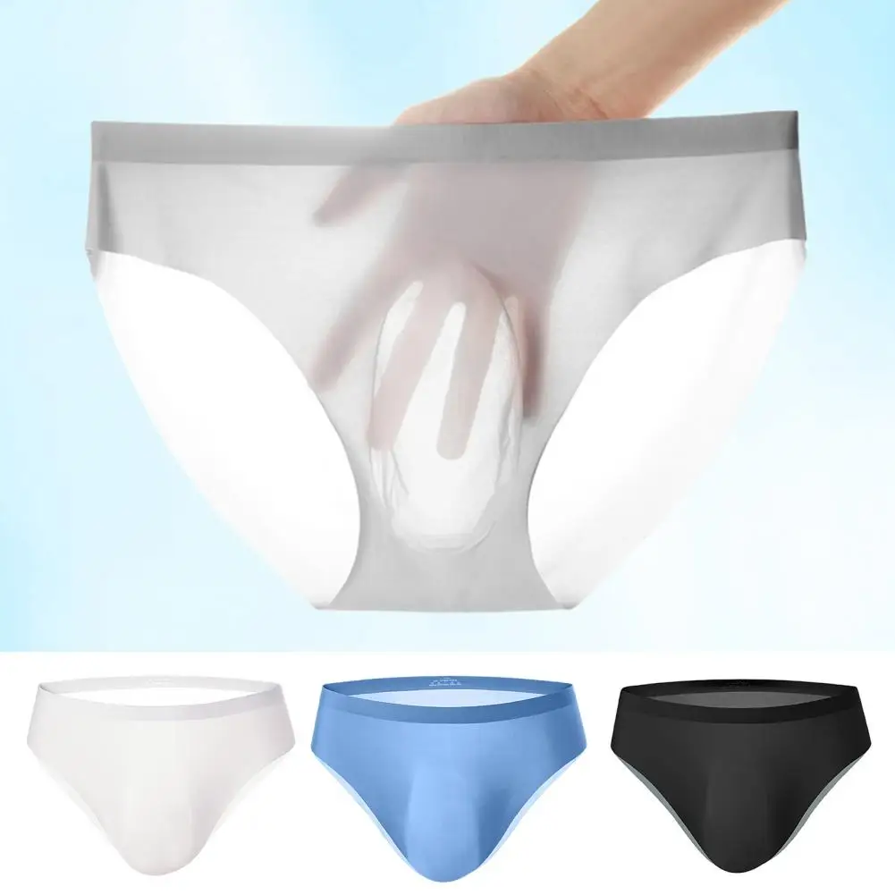 Men Ice Silk Men's Ultra-thin Ice Silk Summer Sexy Translucent Low-rise Panties with 3d U Design for Breathability Comfort