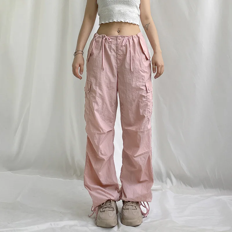 

Summer Baggy Pocket Cargo Pants Women Pants Casual Vintage Sweatpants Y2K Grunge Streetwear Sweatpants Straight Wide Leg Pants
