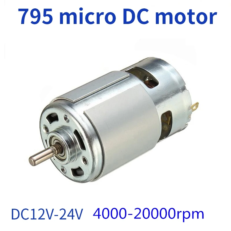 795 DC Motor Double Single Shaft 12V 24V Ball Bearing High Speed Torque Power Electric 12 V Volt