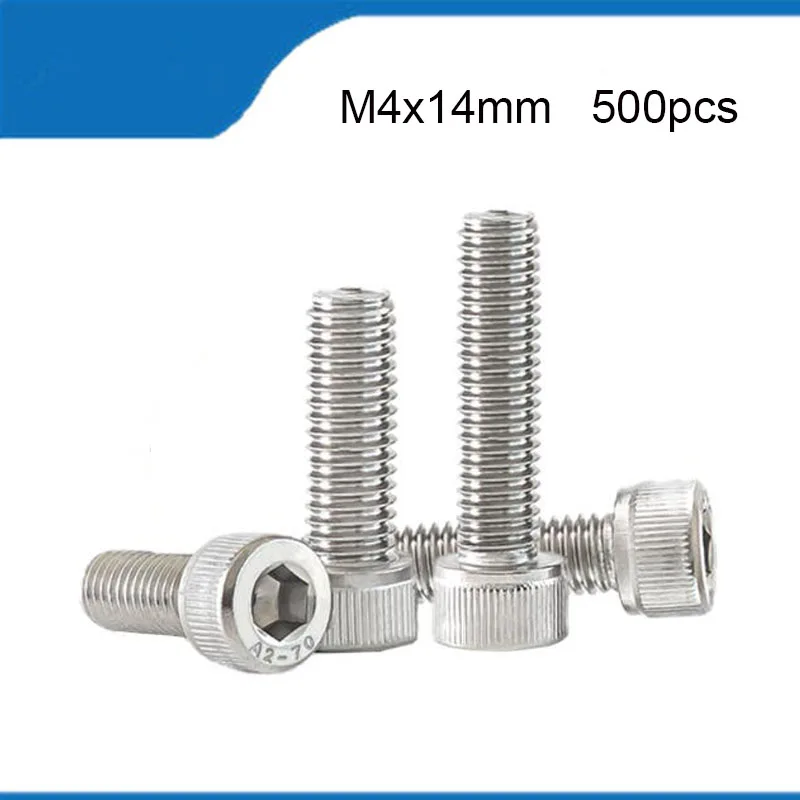 

Free Shipping 500pcs DIN912 M4*14mm A2 304 Stainless Steel M4 Screws Length 14mm Allen Hexagon Hex Socket Cap Head Screw M4 Bolt