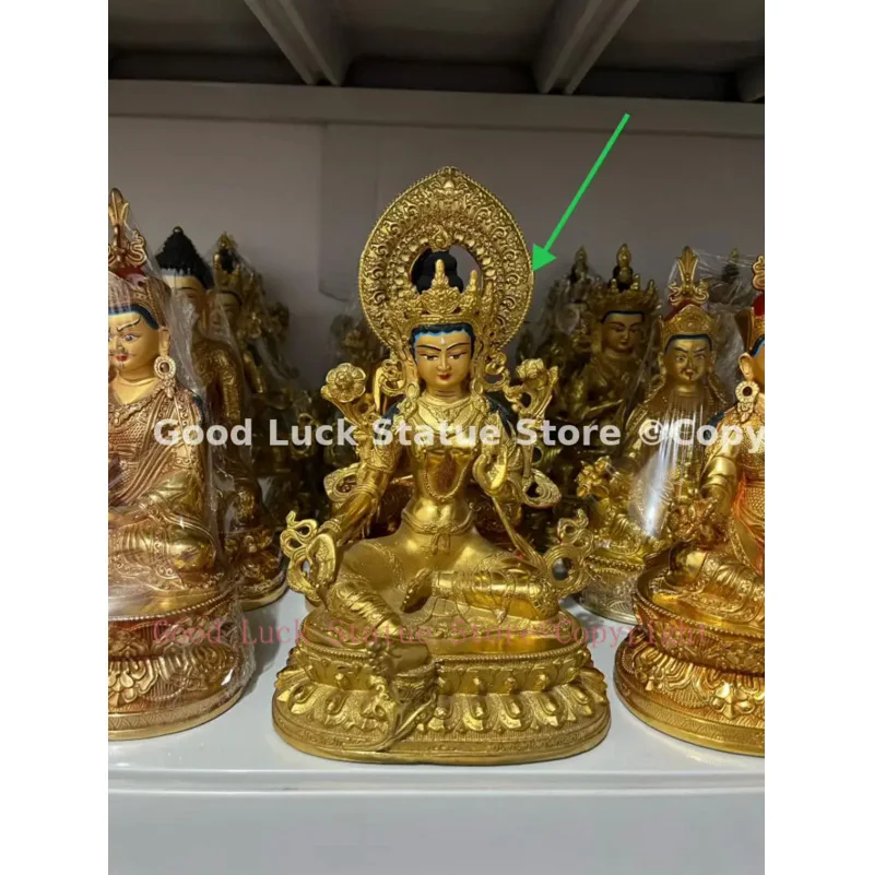 

50% discount Tibet Buddhism COPPER family Goddess Green Tara buddha statue HOME Altar worship Effective protection 24cm large