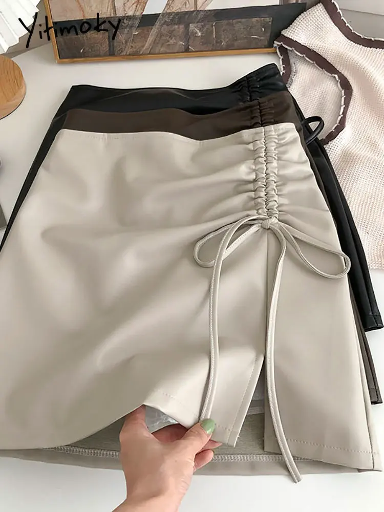 Yitimoky Split Drawstring Skirts For Women Spring Summer 2023 New High