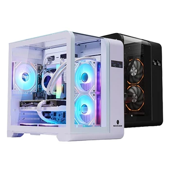 Transparent PC Case With CPU/GPU Temperature LED Display Screen Desktop Computer Tower For ITX/M-ATX Motherboard 4*PCI-E Slot