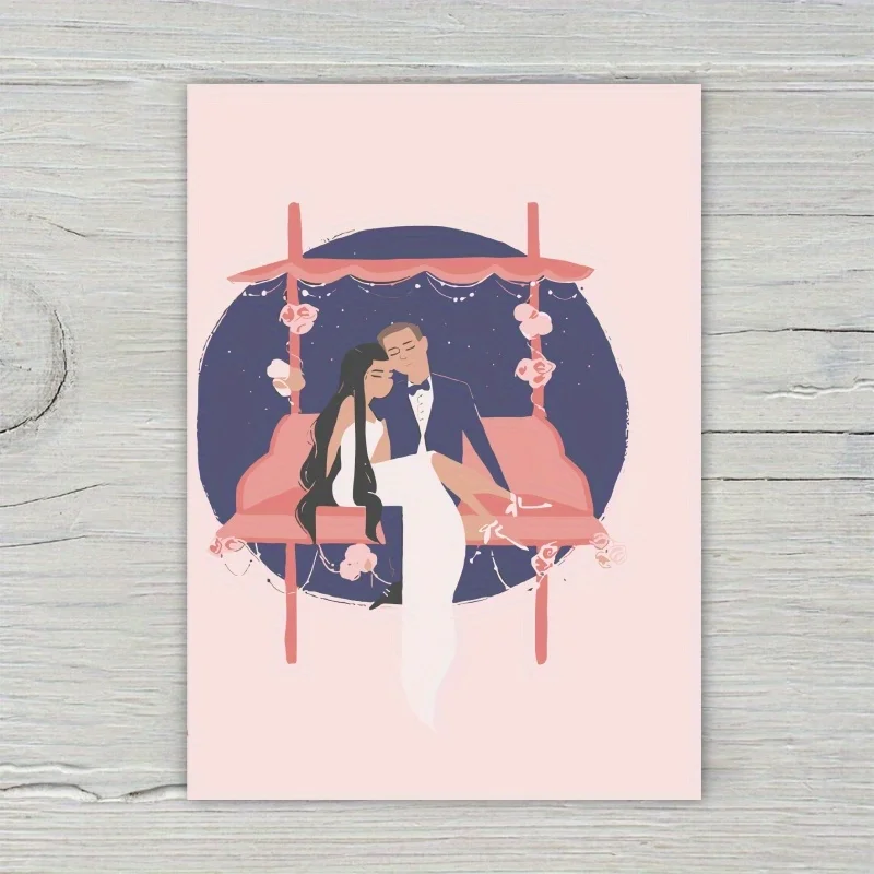 1pc, happy wedding card, romantic wedding card, bride bridegroom sweet couple for husband wife.