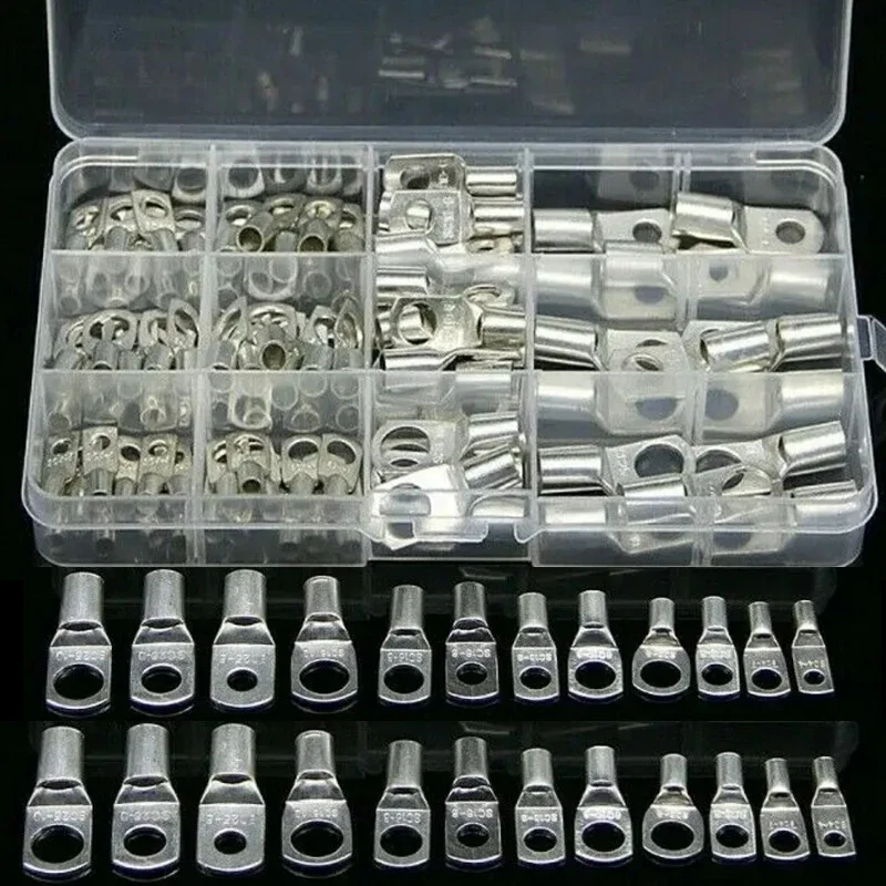 Bare Bolt Buraco Estanhado Cabo de Cobre Talões Terminais de Fio Terminal da Bateria Terno do Conector Sc106 Sc168 Sc259 60 Pcs 100 Pcs 170 Pcs sc