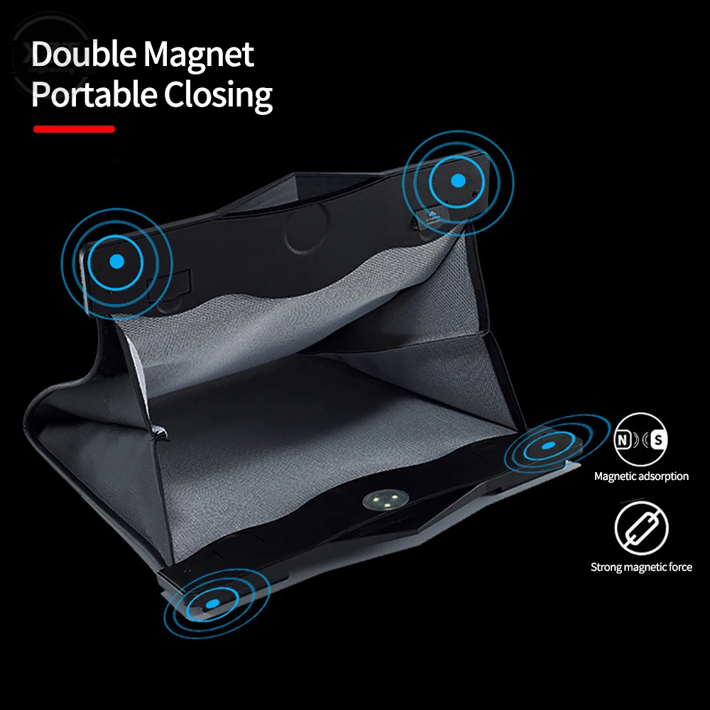 1Pcs LED Car Garbage Bag Waterproof Magnetic Adsorption Trash Can Back Seat Hanging Leather Storage Pocket Leak-proof car storage bag,car trash can,car trash bag