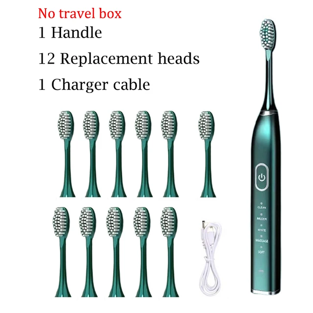 thumbnail image 1 of Cepillo de dientes eléctrico sónico nuevo 2023, recargable por USB, de metal, IPX7, resistente al agua, para adultos, cepillo de limpieza para blanqueamiento dental, 1 of 5