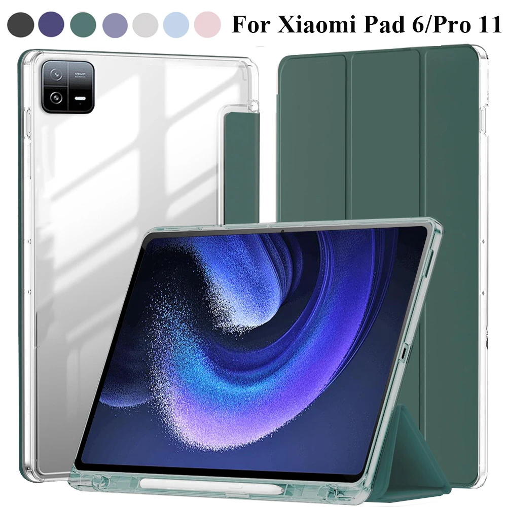 Slim Transparent Hard Shell Trifold Smart Case with Pen Holder