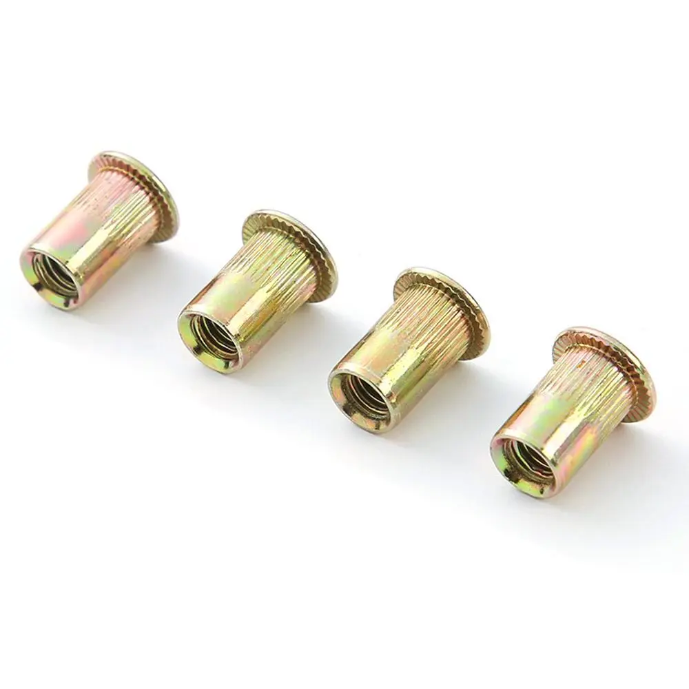 10pcs Threaded Rivet Carbon Steel Rivnut M3 M4 M5 M6 M8 M10 M12 Insert Nutsert Cap Flat Head Rivnut Tool Set