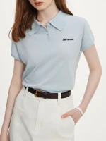 Fsle Women Summer Knitwear Polo Neck Short Sleeve Knitted T Shirts Light Blue 4 1 Wool.jpg