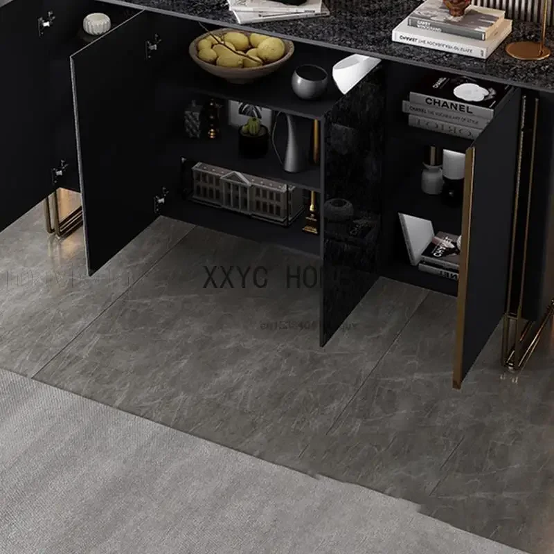 Italian Black Marble Sideboard For Decoration Kitchen et Multi-drawers Furniture Narrow Entrance Cabinet In The Living Room