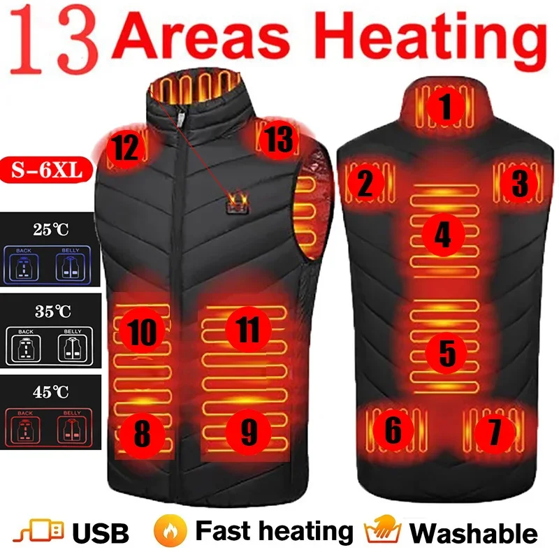 17 Areas Electric Heated Vest Usb  Heating Vest Heated Jacket Men Women Heated Bodywarmer Usb Inner Heat Vest Veste Chauffante 2
