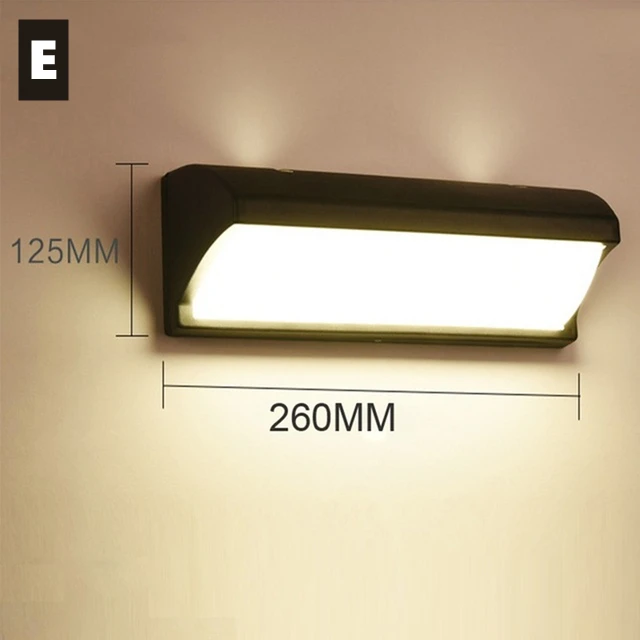 thumbnail image 1 of Lámpara de pared LED E27 para exteriores, 12 W, 24 W, moderna, resistente al agua, con marco de aluminio, para porche, jardín, balcón, iluminación exterior, 85-265 V, 1 of 5