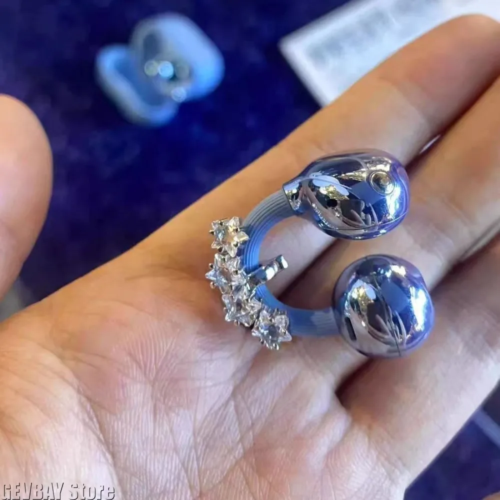 2 Stück Kleiner Stern-Ohrhörer mit Strass-Schnalle, abnehmbarer Bluetooth-Kopfhörer-Clip, exquisite DIY-Dekoration, Ohrhörer-Zubehör