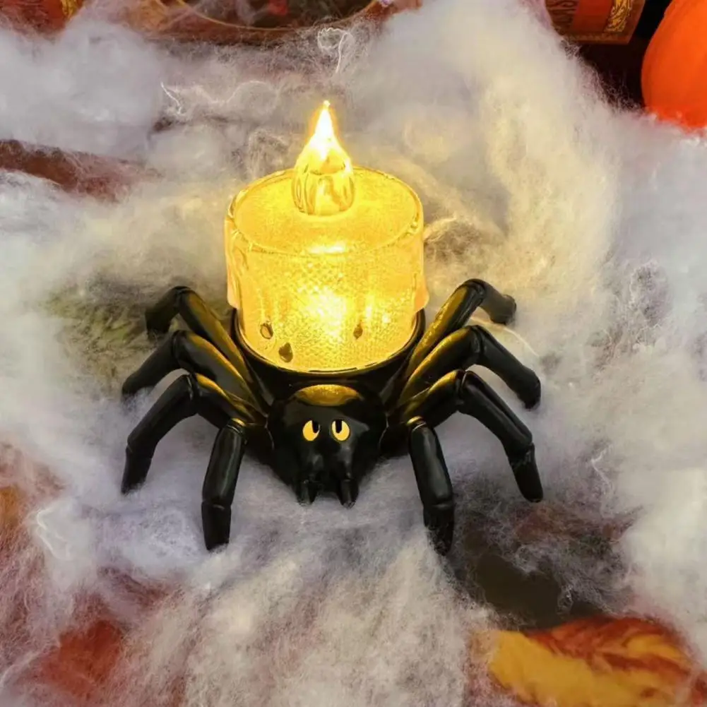 Halloween Candle Light Battery Operated Flameless LED Spider Tealights Electric Flickering Fake Candle Halloween Party Decor - Image 5
