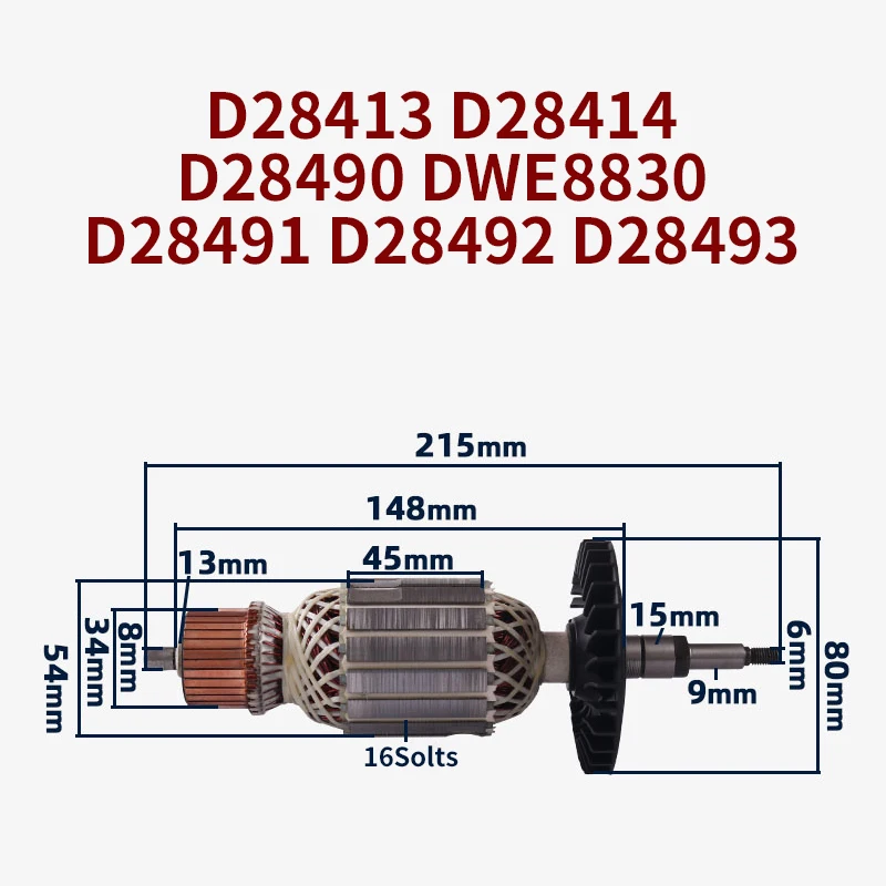 Rotor Armature Accessories for DEWALT D28413 D28414 D28490 DWE8830 D28491 D28492 D28493 Angle Grinder Rotor Anchor Replacement