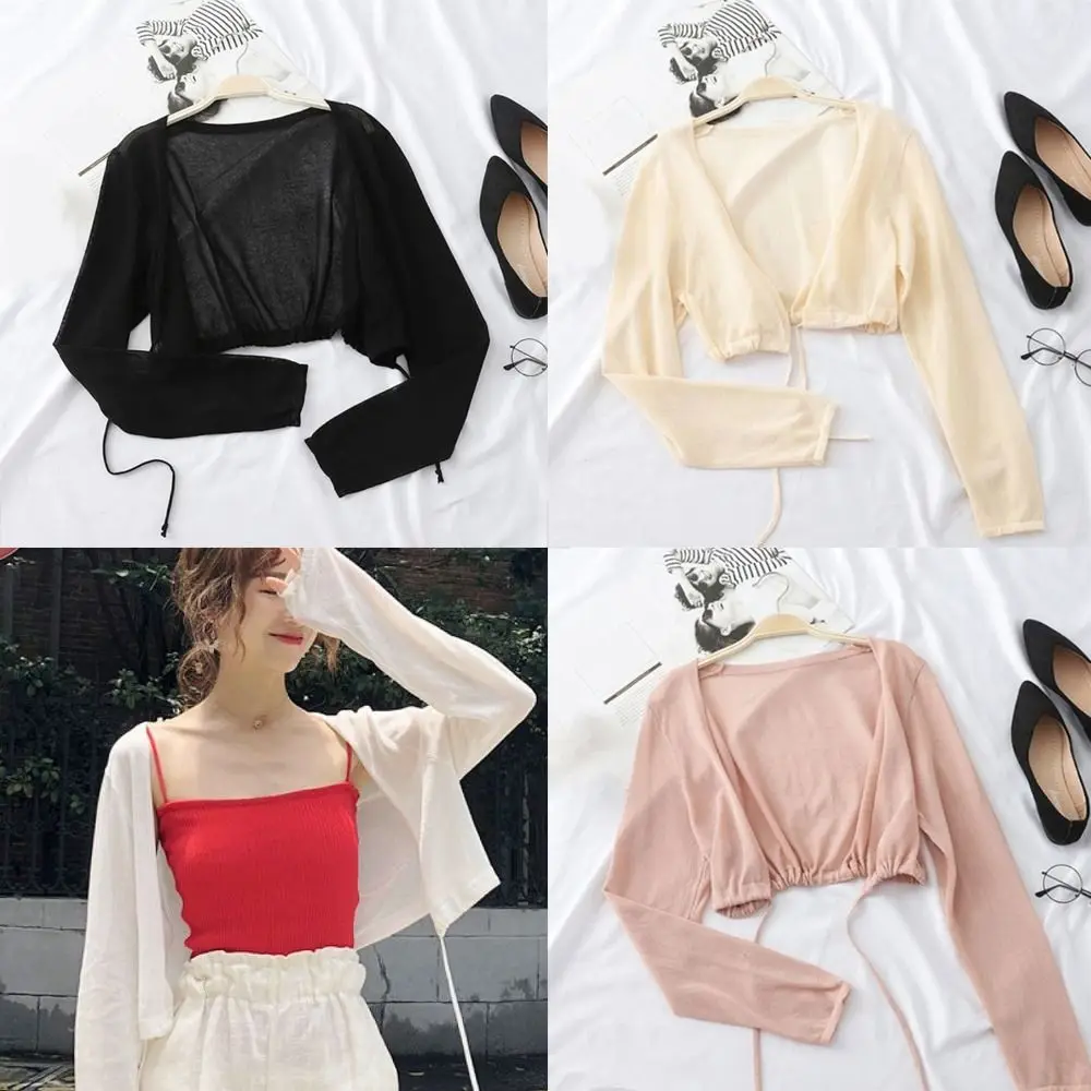 

Шифоновый кардиган с защитой от солнца, модная Милая шаль из вискозы, тонкая пляжная одежда с длинным рукавом, свободного покроя, на лето