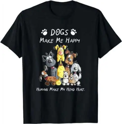

Happy Humans Make My Head Hurt Unisex Fashion Black T-Shirt
