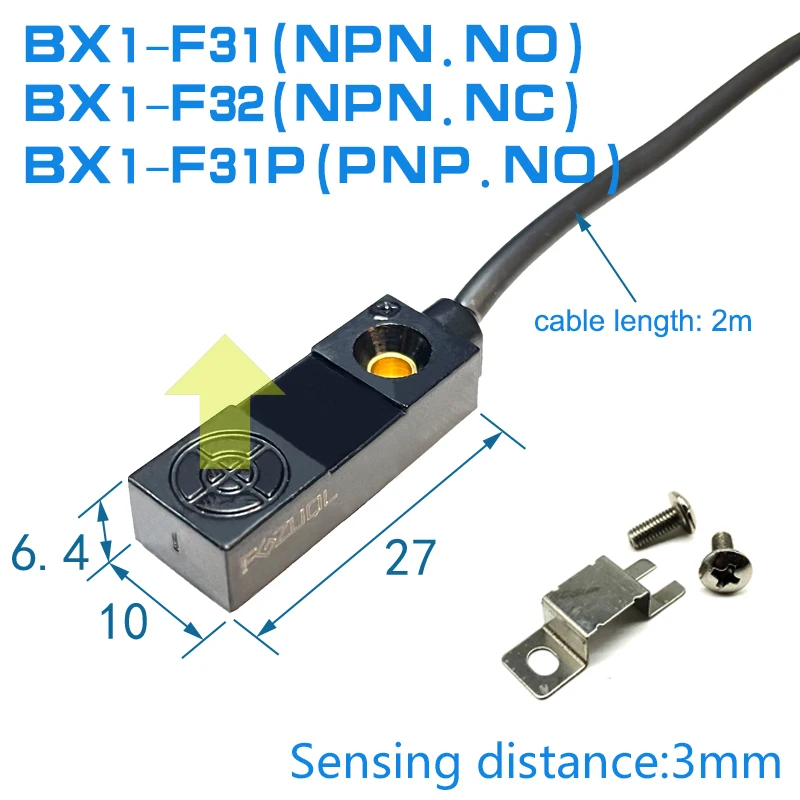 사각 근접 스위치 센서 12to24VDC 3선 NPN.NO NPN.NC PNP.NO 금속 유도 센서 BX1-F
