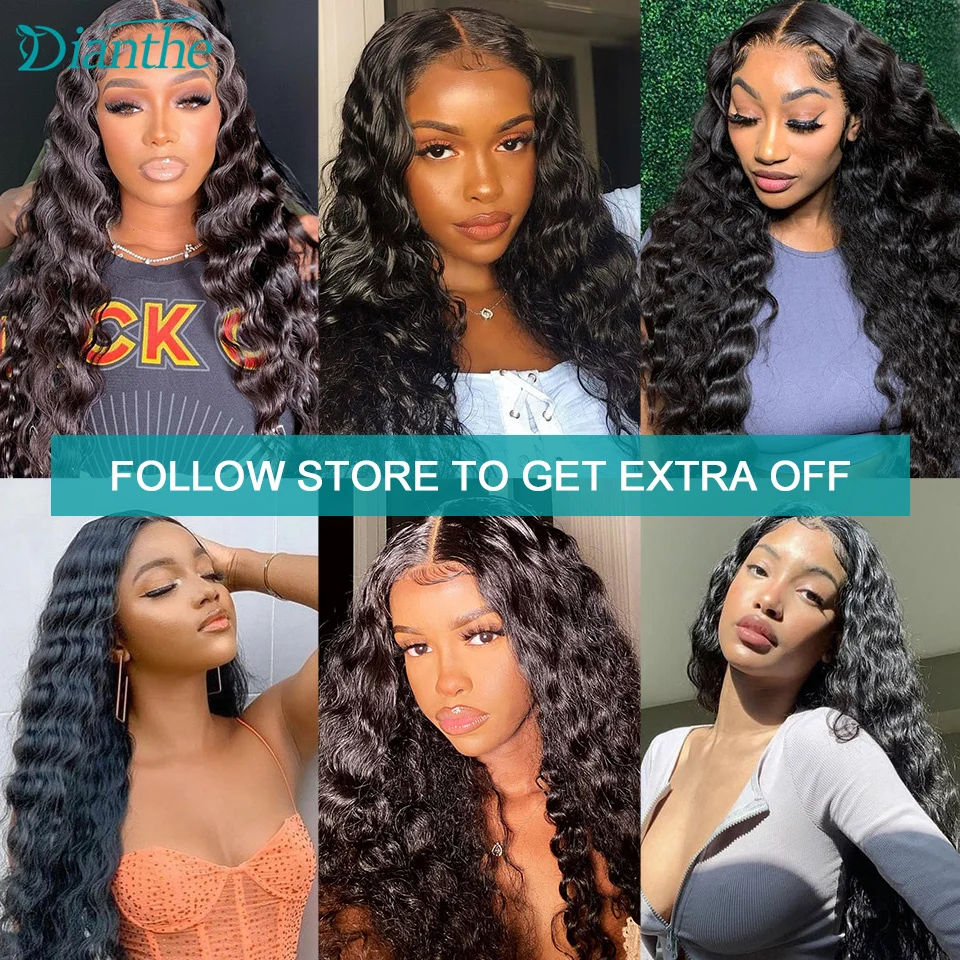 Brazilian Deep Wave Bundles 3/4 PCS Weave Bundles Hair Extensions Human Hair 100% Human Natural Black Dianthe