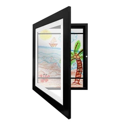 Children's Art Frames with Magnetic Front - Changeable Display for Posters, Photos, Drawings, and Paintings (Black Frame)