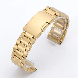 Elegant Stainless Steel Watch Strap - Versatile Replacement Band - 22mm (Gold)