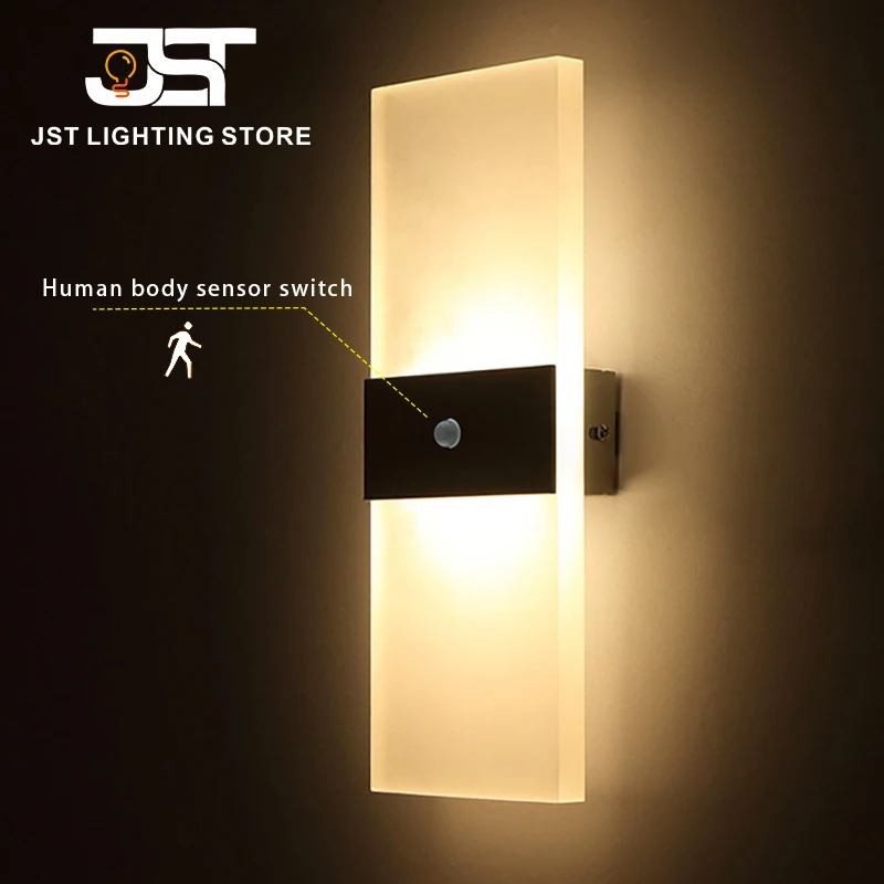 

USB Recharge Wireless Light Human Body Sensor Switch Home Decor Indoor lighting Bedroom Bedside Corridor Lamps LED Wall Lamp