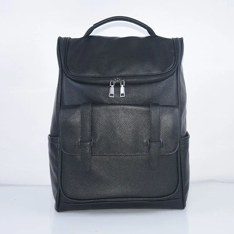 New Business Men Backpack First Layer Cowhide Men's Bag Genuine Leather Schoolbag Large 16 Inch Laptop Travel Backpack Designer