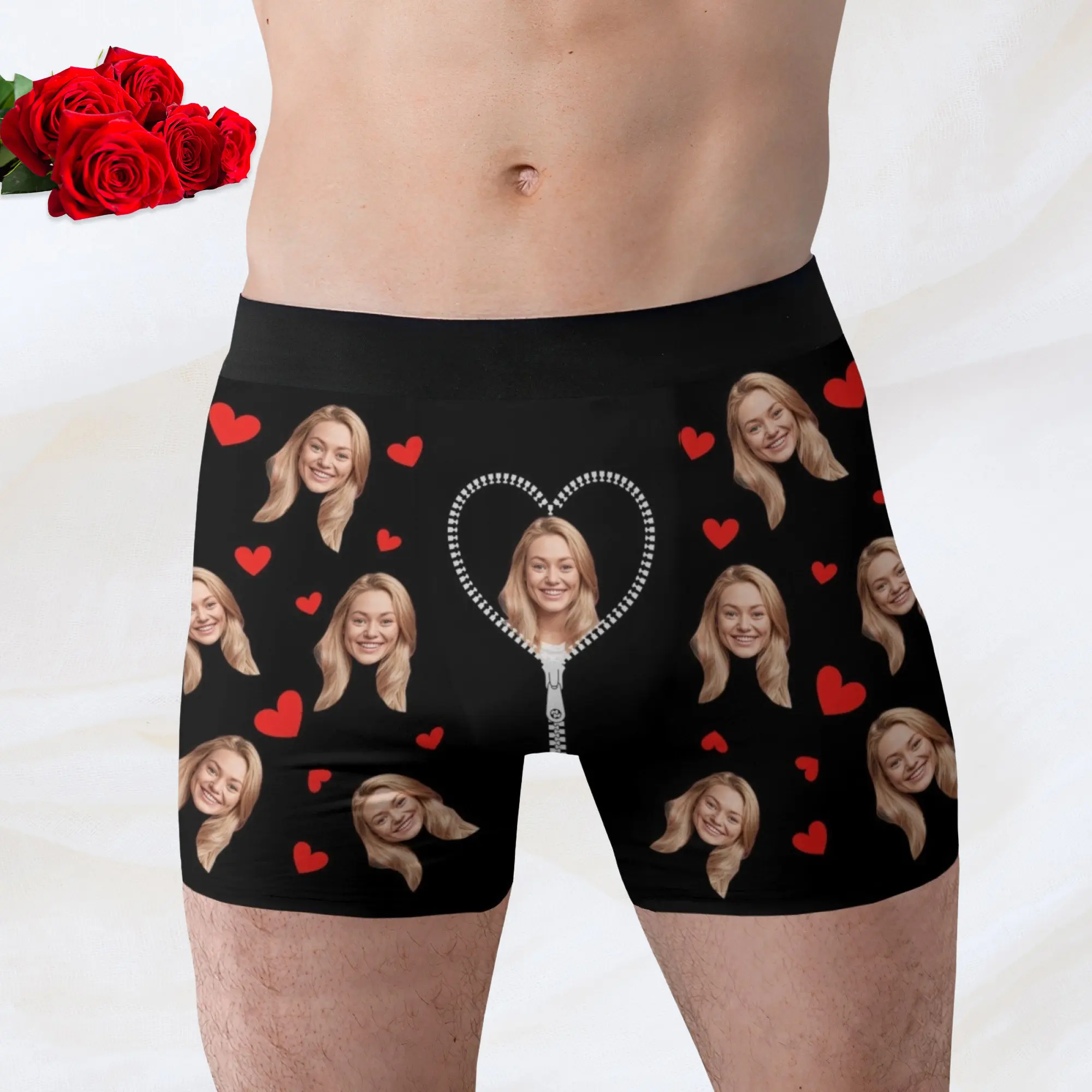 Customized Personalized Face Photo Men's Underwear Valentine's Day Gift Boxer Shorts Underwear Breathable Underwear for Husband 5