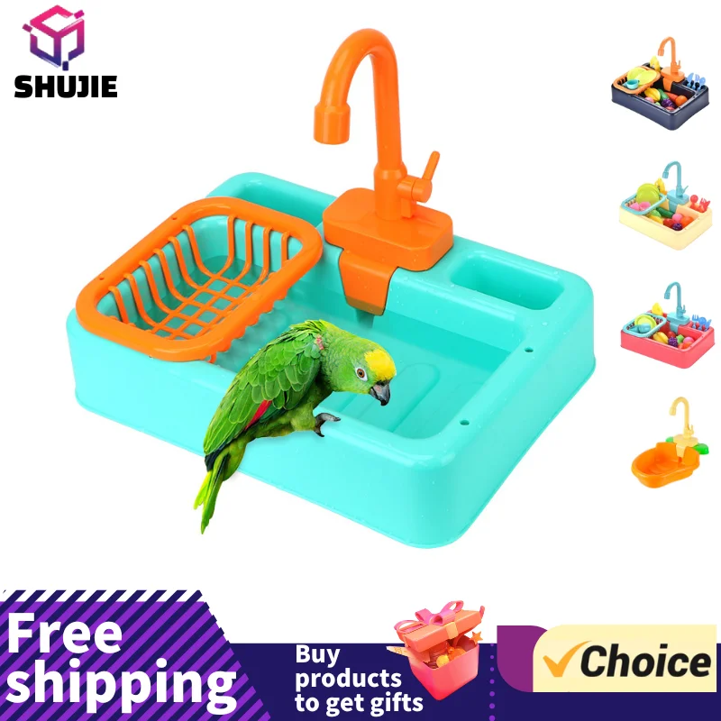 Parrot Paddling Pool Bird Feeder Automatic Parrot Bathtub Swimming Pool Faucet Bath Shower Water Dispenser