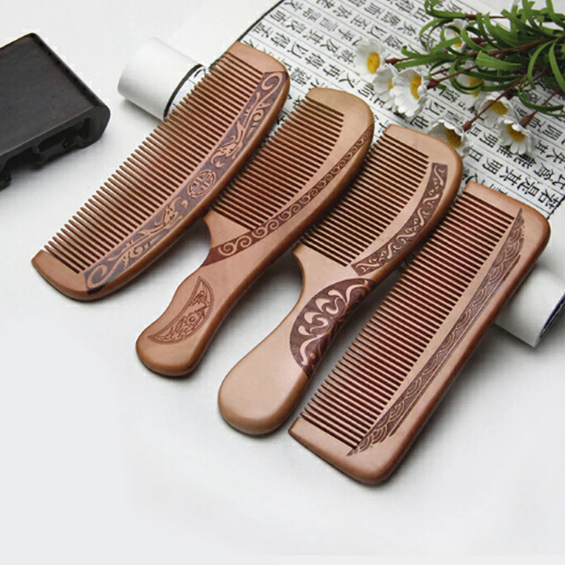 

Natural Peach Wood Comb Close Teeth Anti-Static Head Massage Hair HealthTools