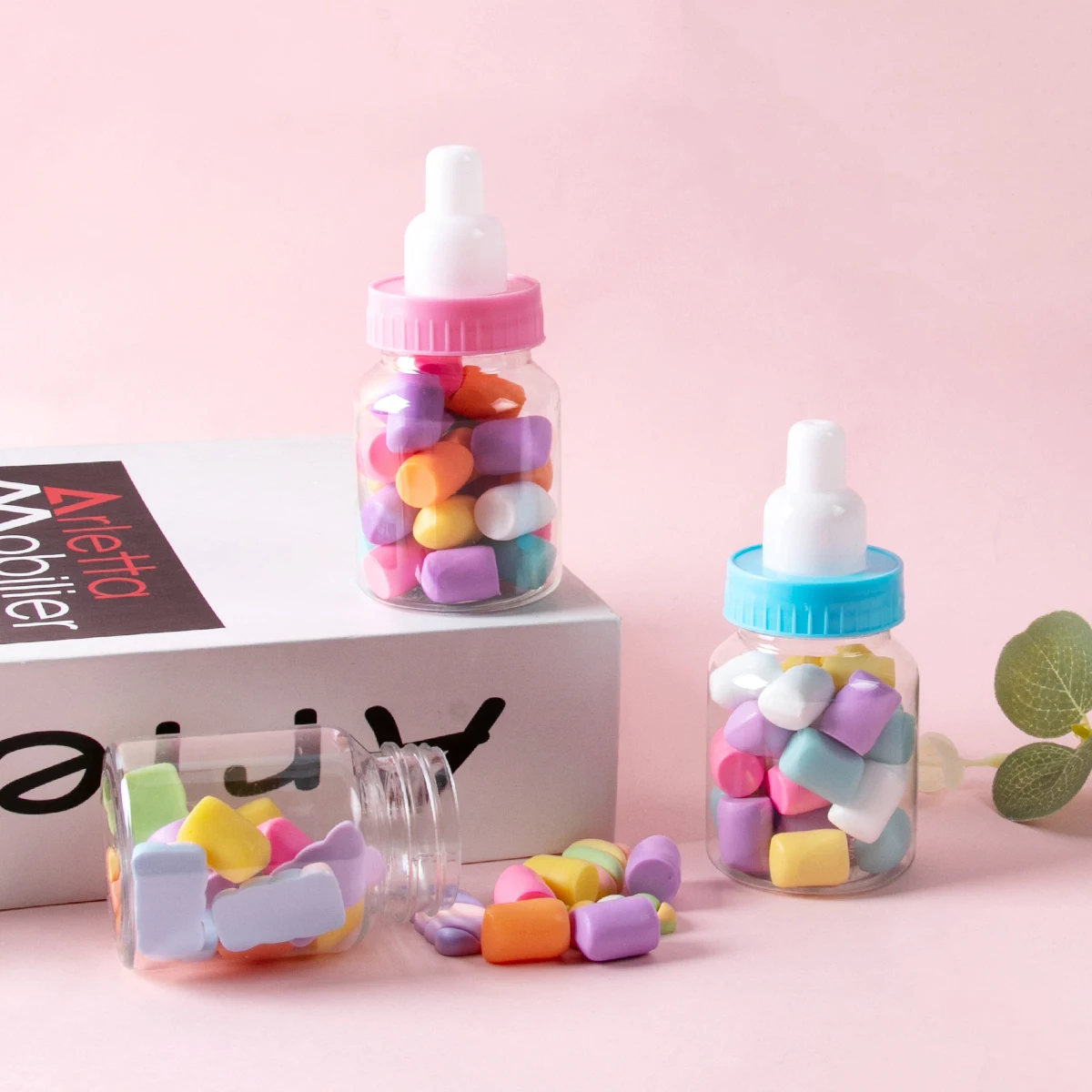12/24Pcs Baby Shower Bottle Blue Pink Candy Gift Packaging Boxes Baby Shower Favors for Guests Birthday Gender Reveal Supplies 4