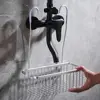 Silver/Black/Grey Hanging Shower Basket with Hooks Large Capacity Bathroom Storage Rack Rustproof Bathroom Hanging Shelf Home 1