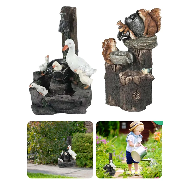 Napenergia -Szökőkút Kerti Szobrok Tájdekoráció Gyanta Mókus Szökőkút Vízesés Szobor Kertészeti Ajándékok A Courtyard Teraszhoz