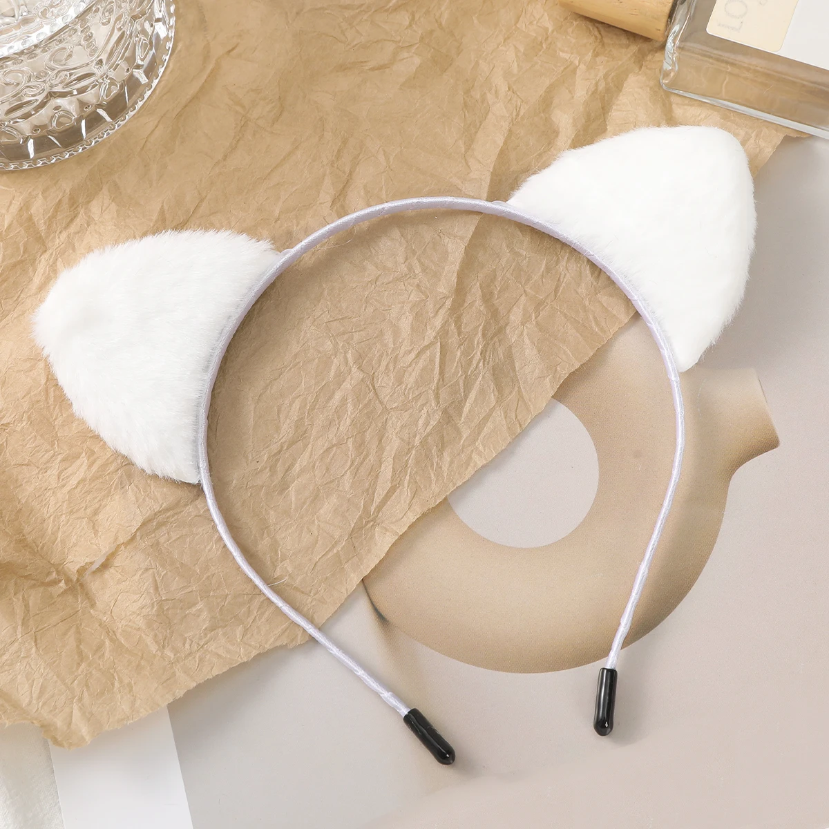 2 fasce per capelli con orecchie di gatto, per adulti, bambini, donne, ragazze, nero e leopardo, con orecchie di gatto peloso, per travestimenti, feste cosplay e decorazioni quotidiane
