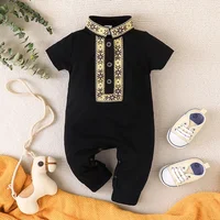 Baby Clothes 3 to 24 Months Onesies For Baby Boy Summer Short Sleeve Casual Infant Prince Romper Toddler Tiny Button Jumpsuit 1