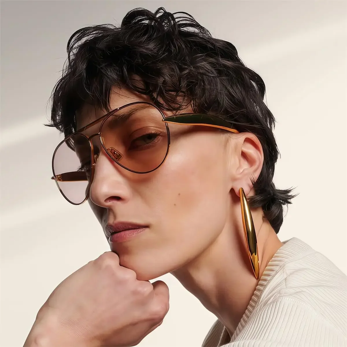 Ray-Ban AVIATOR LARGE UNISEX - Zonnebril - braun/goldfarben/bruin Ray-Ban AVIATOR LARGE UNISEX - Zonnebril - braun/goldfarben/bruin
