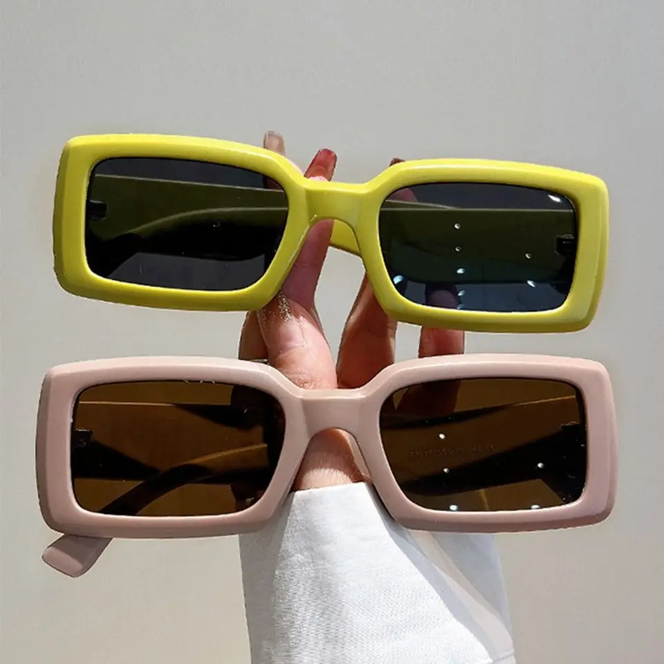 Lunettes De Soleil Rectangulaires Vintage Pour Femmes, Carrées, Couleur Bonbon, Tendance, Rétro, Design De Marque, UV400