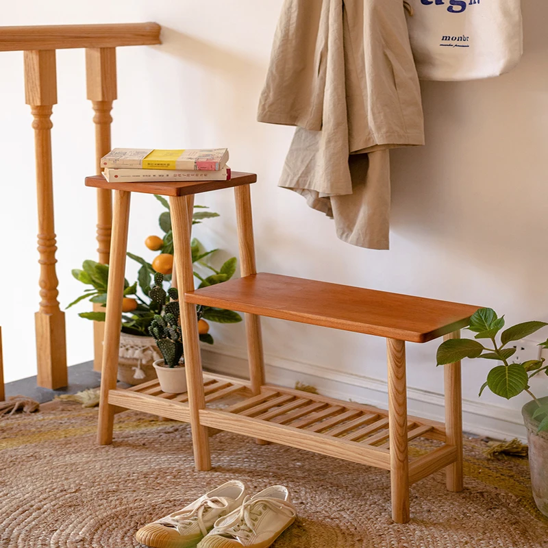 

Скандинавский стул для обуви из массива дерева, многофункциональный домашний держатель для обуви в прихожую, наборы цветочных горшков с рамкой