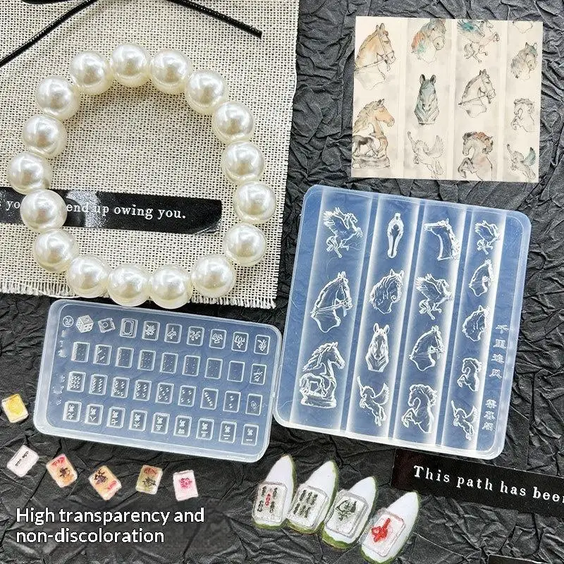 새로운 꽃 모양 리본 말 모양 실리콘 릴리프 디자인 네일 아트 몰드 3D 데코레이션 액세서리 전사 템플릿 네일 살롱용