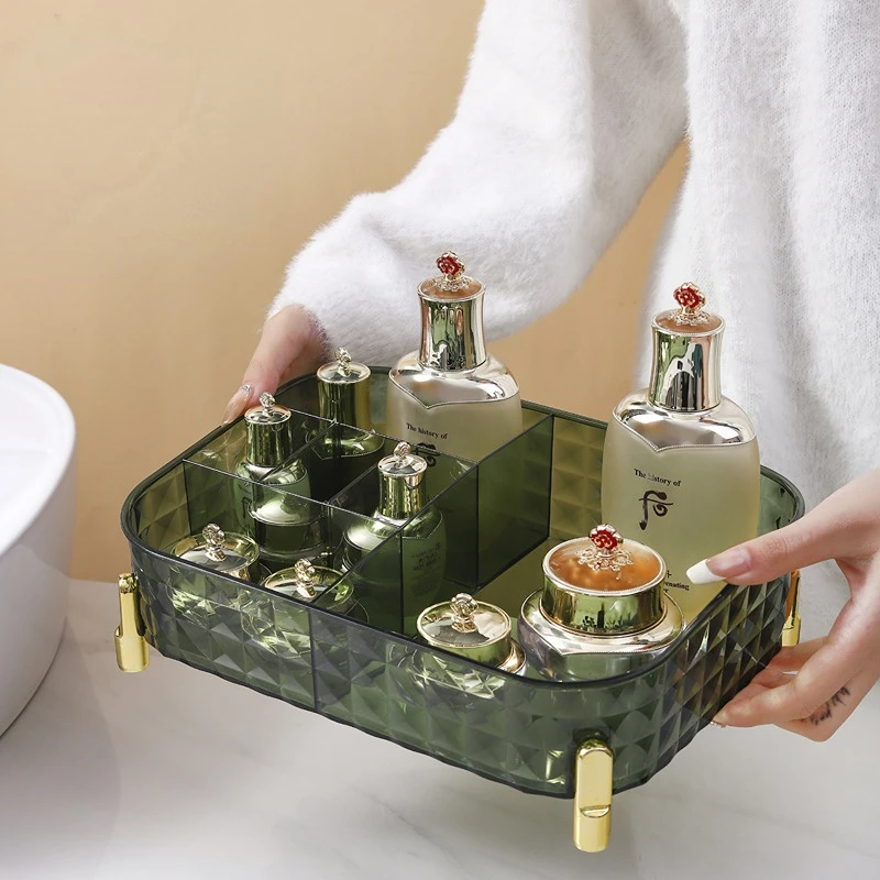 

Light Luxury Cosmetic Storage Box Acrylic Desktop Storage Basket Skin Care Mask Organizer Multi-compartment Storage Box