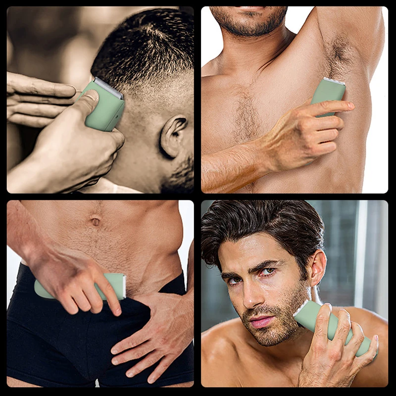 Body Hair Trimmer for Men Balls Waterproof Green Electric Shaver Trimmer Machine for Man Shaving Groin Trimmers Sensitive Areas