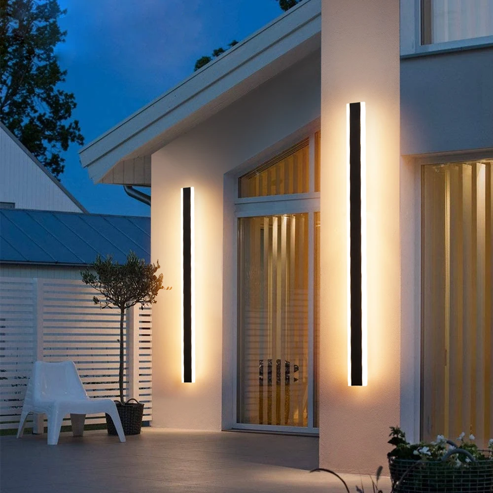 Modern Outdoor LED Wall Lamps Waterproof IP65 Long Wall Light Garden Porch Balcony Villa Decor Lighting AC 110V 220V 100cm 120cm