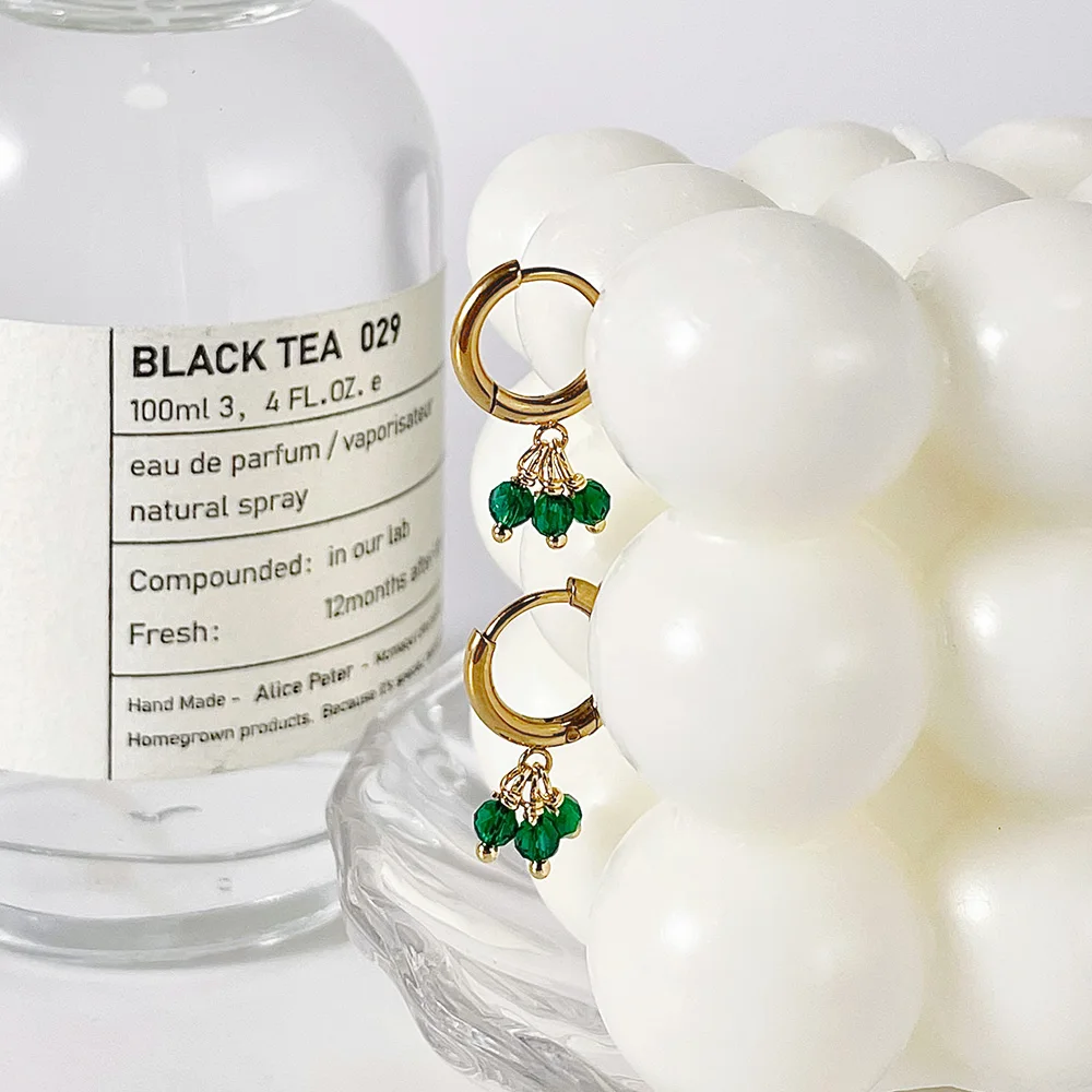 ENFASHION Green Stones Drop Earrings For Women Gold Color Fashion Jewelry Dangle Earring 2021 Boucle Oreille Femme Party E211268